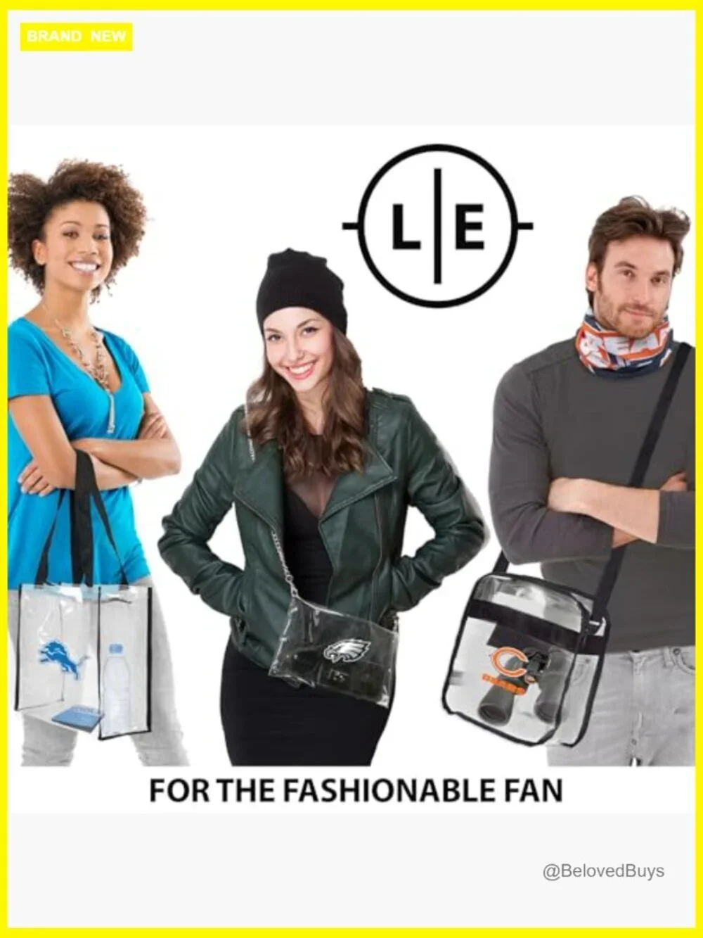 NFL Clear Envelope Purse with Black Fashion Strap